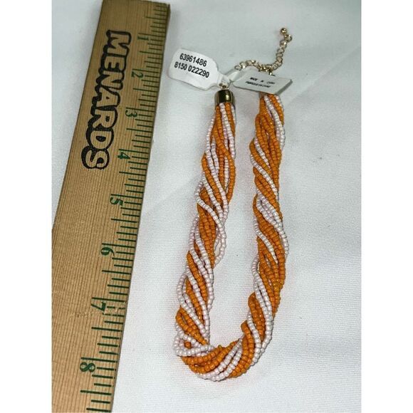 FREE PEOPLE Orange Creamsicle Santa Fe Beaded Choker Necklace New - Picture 4 of 5